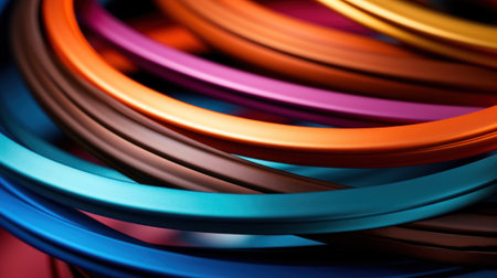 A close up of a pile of colorful colored metal rings, AIの素材