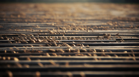 A close up of a field with rows and rows of plants, AIの素材