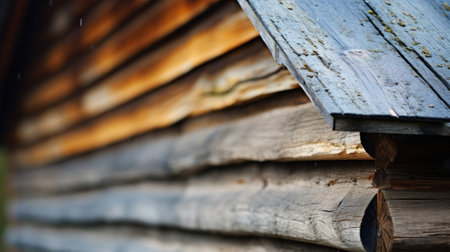 A close up of a wooden building with an umbrella on top, AIの素材