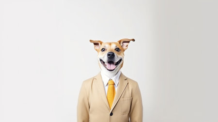 A dog wearing a suit and a tie, AIの素材