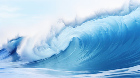 A close up of a wave crashing into the ocean, AIの素材