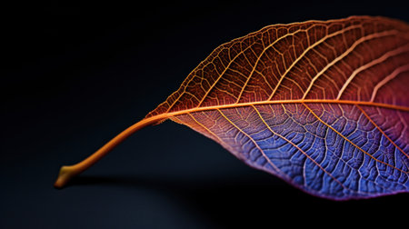 A close up of a leaf with the veins showing, AIの素材