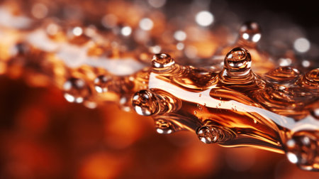 A close up of a glass filled with water and bubbles, AIの素材