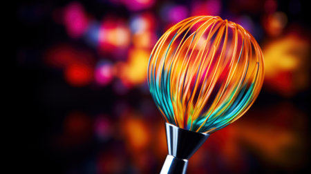 A colorful wire whisk with a bright background in the foreground, AIの素材
