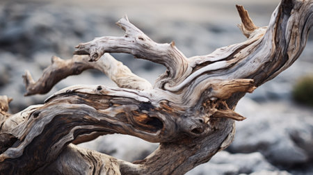 A close up of a tree branch with some rocks in the background, AIの素材