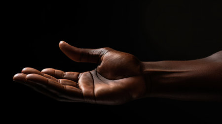 A close up of a hand with an open palm and fingers, AIの素材