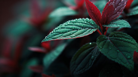 A close up of a plant with water droplets on it, AIの素材