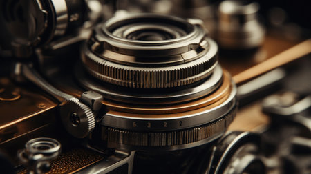 A close up of a camera with its lens open, AIの素材