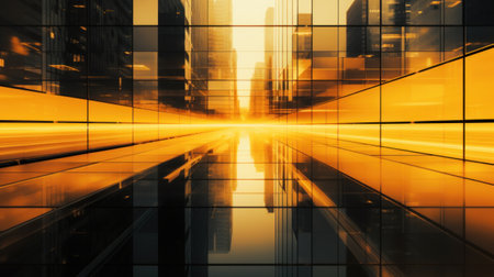 A glass floor with a cityscape in the background, AIの素材