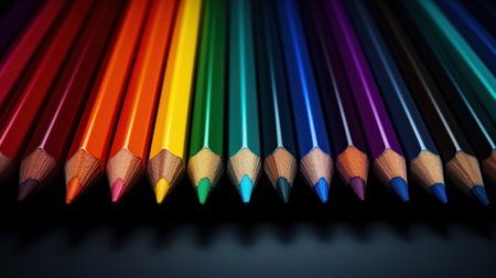 A close up of a row of colored pencils lined up on top of each other, AIの素材