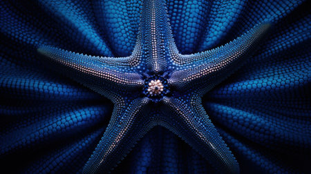 A close up of a blue starfish with many small holes, AIの素材