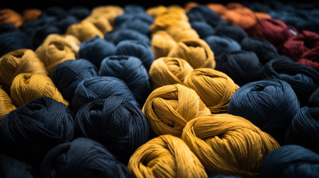 A bunch of yarns are all different colors and sizes, AIの素材