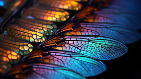 A close up of a group of colorful butterfly wings, AIの素材