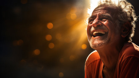 A man with a smile on his face and laughing, AIの素材