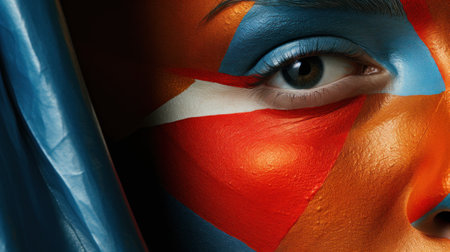 A close up of a woman with painted face and body, AIの素材