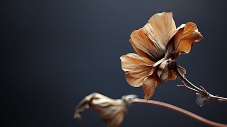 A close up of a dried flower with the stem still attached, AIの素材