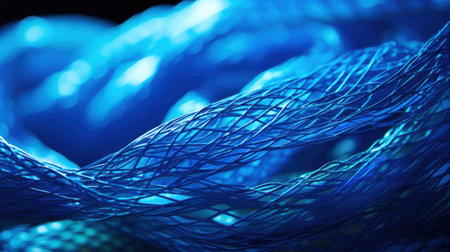 A close up of a blue netting that is wrapped around something, AIの素材