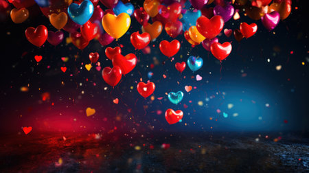 A bunch of colorful balloons are flying in the air, AIの素材