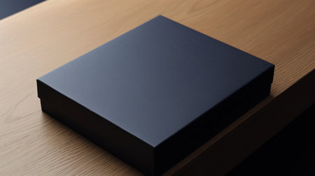 A black box sitting on top of a wooden table, AIの素材