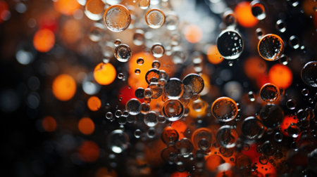 A close up of a bunch of bubbles and water on the ground, AIの素材
