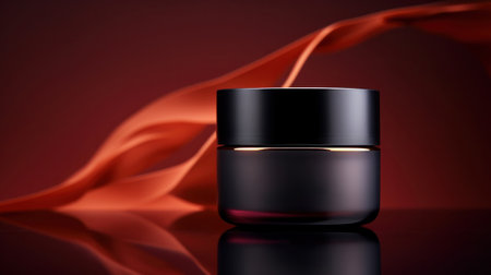 A black container with a red ribbon on top of it, AIの素材