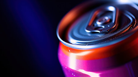 A close up of a can with the lid open and some liquid inside, AIの素材