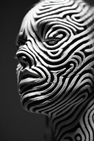 A sculpture of a face made out of wavy lines, AIの素材