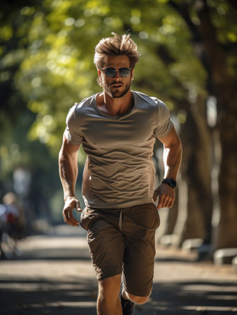 A man in sunglasses and a grey shirt riding his skateboard, AIの素材