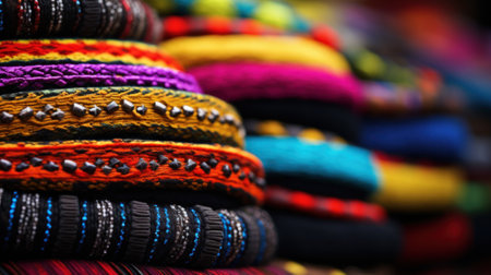 A stack of colorful bracelets stacked on top of each other, AIの素材