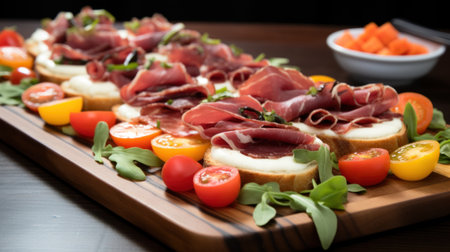 A close up of a platter with meat and vegetables on it, AIの素材