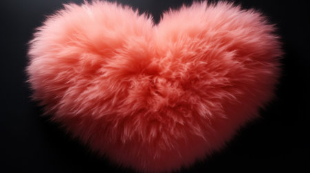 A large fluffy heart shaped object on a black background, AIの素材