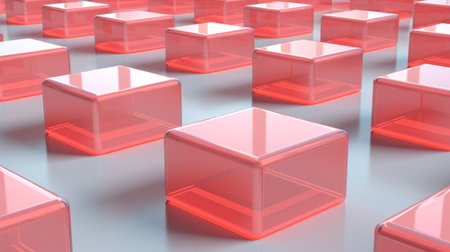 A large number of pink cubes arranged in a row, AIの素材