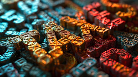 A close up of a pile of metal letters that spell out the word TAXES, AIの素材