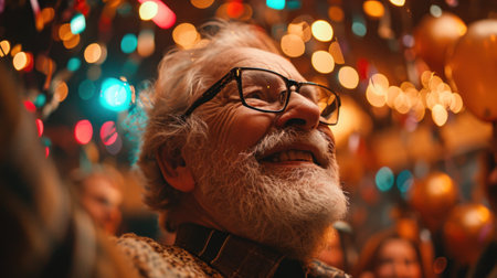 A man with glasses and a beard is smiling at the camera, AIの素材