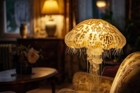 A lamp that is sitting on a table in the living room, AIの素材