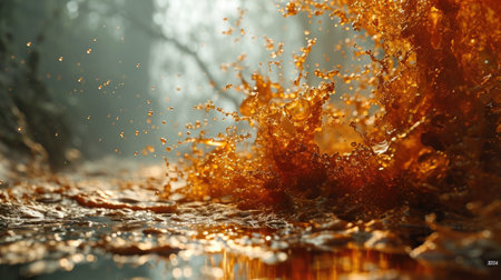 A close up of a fire hydrant that is spraying water, AIの素材