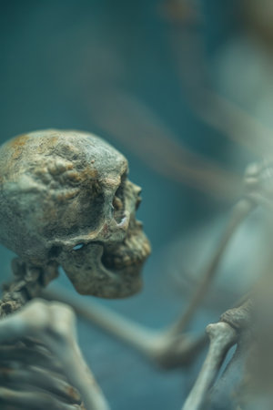 A close up of a skeleton with its arms crossed, AIの素材