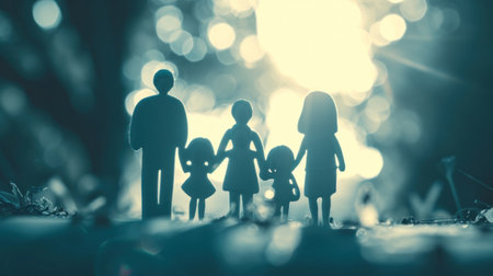 A group of paper cut out people holding hands and walking, AIの素材