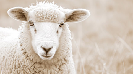 A close up of a sheep in the grassy field, AIの素材