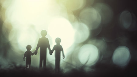 A silhouette of a couple holding hands in front of blurry background, AIの素材