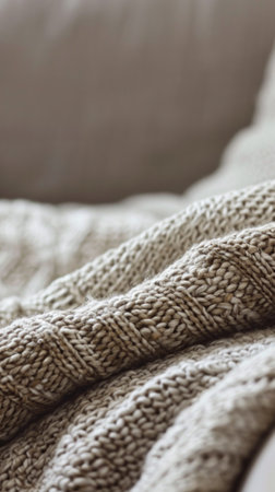 A close up of a blanket on top of the couch, AIの素材