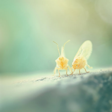 Two insects are standing next to each other on a surface, AIの素材