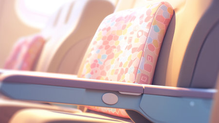 A close up of a seat with colorful cushions on it, AIの素材
