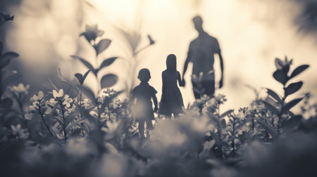 Foto de A couple of people standing in a field with flowers, AI - Imagen libre de derechos