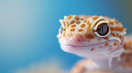 A close up of a leopard gecko with yellow eyes, AIの素材