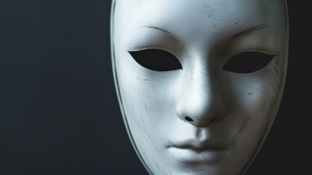 A white mask with a black background on the wall, AIの素材