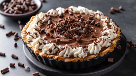 A chocolate and white frosted pie with sprinkles on top, AIの素材