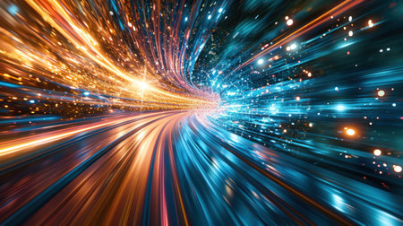 A blurry image of a speeding car with bright lights, AIの素材