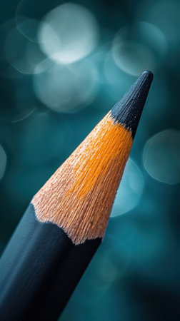 A close up of a pencil with an orange tip and black end, AIの素材