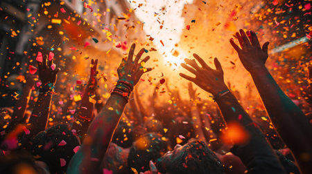 People are throwing confetti into the air at a party, AIの素材